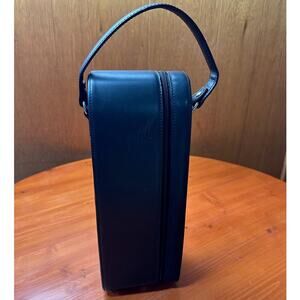 Leeman Black Leather Padded Wine Carrying Case